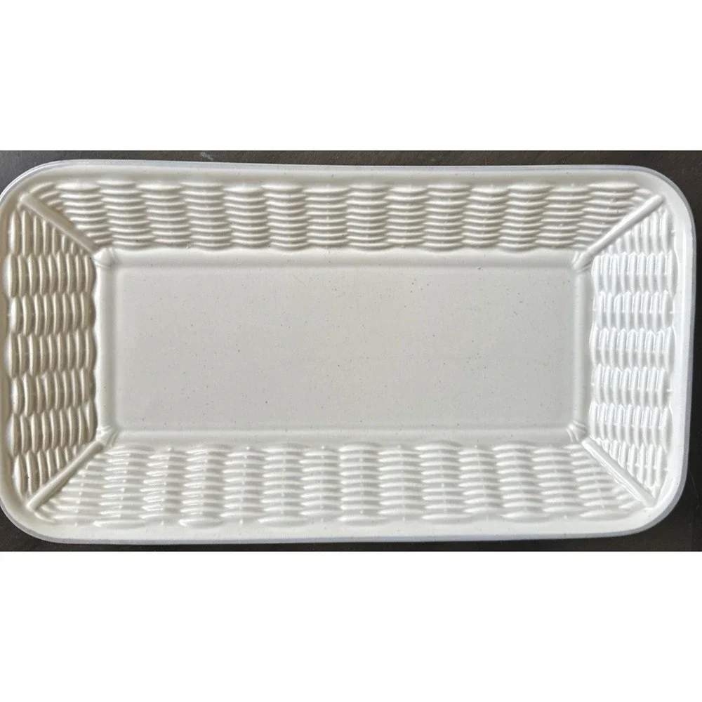 Pfaltzgraff Vintage Stoneware White Basket Weave Remembrance Server Dish/Platter